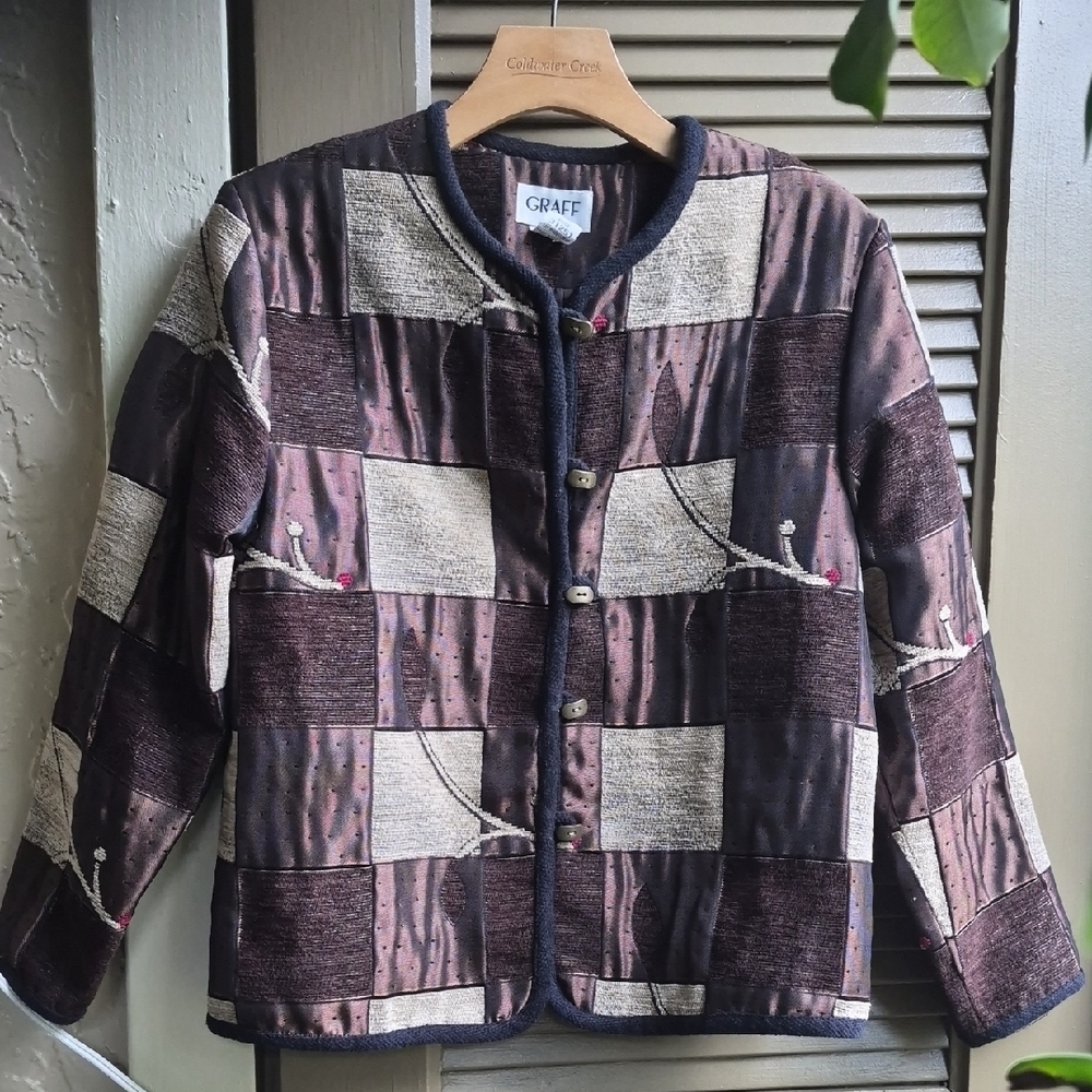 GRAFF Brown and Cream Patchwork Quilted Blazer